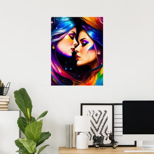 Rainbow Hair Frauen in Liebe Poster (Heimbüro)