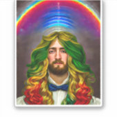 Rainbow Hair Man Man of Liebe Fantasy surreal LGBT Aufkleber (Vorderseite)