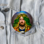 Rainbow Hair Man Man of Liebe Fantasy surreal LGBT Button (Beispiel)