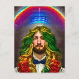 Rainbow Hair Man Man of Liebe Fantasy surreal LGBT Postkarte