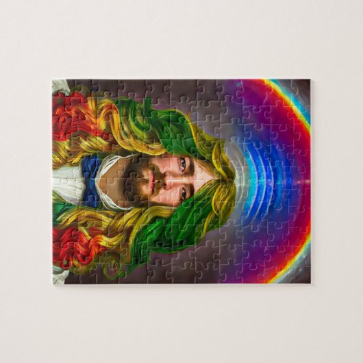 Rainbow Hair Man Man of Liebe Fantasy surreal LGBT Puzzle (Horizontal)