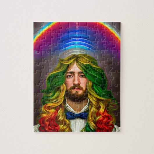 Rainbow Hair Man Man of Liebe Fantasy surreal LGBT Puzzle (Vertikal)