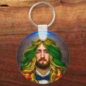 Rainbow Hair Man Man of Liebe Fantasy surreal LGBT Schlüsselanhänger (Vorderseite)