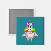 Rainbow-Hair Muskel-Einhorn-Gebäude Magnet (Vorderseite/Rückseite)