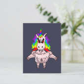 Rainbow-Hair Muskel-Einhorn-Gebäude Postkarte (Stehend Vorderseite)