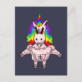 Rainbow-Hair Muskel-Einhorn-Gebäude Postkarte