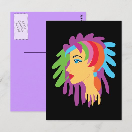 Rainbow Hair Postkarte (Vorne/Hinten)