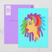 Rainbow Hair Postkarte (Vorne/Hinten)