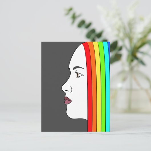 Rainbow Hair Postkarte (Stehend Vorderseite)