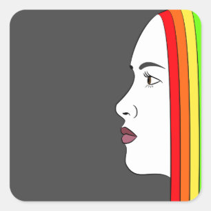 Rainbow Hair Quadratischer Aufkleber