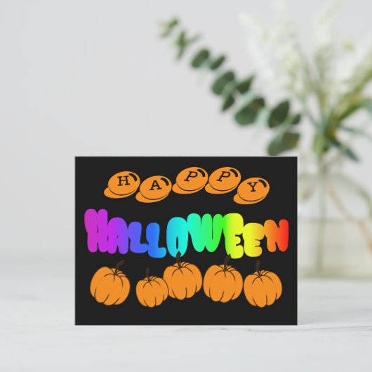 Rainbow Halloween Postkarte (Stehend Vorderseite)