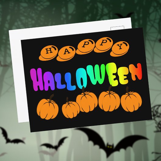 Rainbow Halloween Postkarte