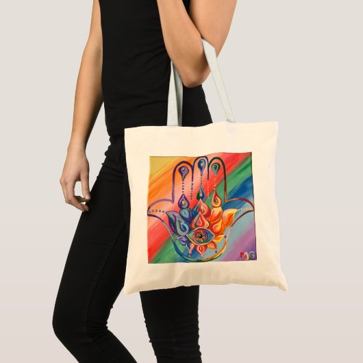 Rainbow Hamsa Tote Bag Tragetasche (Vorderseite (Produkt))