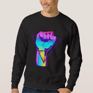 Rainbow Hand Gay LGBT Prix Support Rassist Ga Sweatshirt