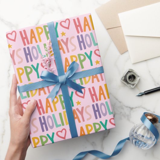 Rainbow Hand Gezeichnet Weihnachtsfeiertage Geschenkpapier (Schenken)