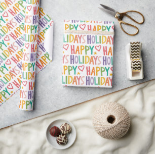 Rainbow Hand Gezeichnet Weihnachtsfeiertage Geschenkpapier