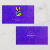 Rainbow Hand Peace Sign Acid Lila Hintergrund Visitenkarte (Vorne/Hinten)