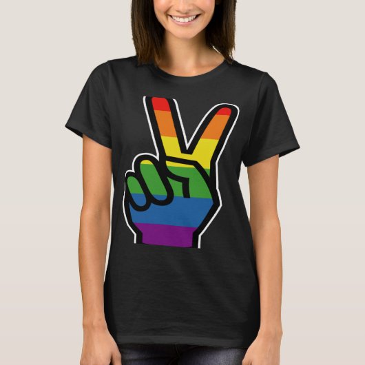 Rainbow Hand Peace Sign Prix T-Shirt (Vorderseite)