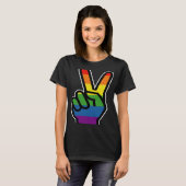 Rainbow Hand Peace Sign Prix T-Shirt (Vorne ganz)