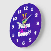 Rainbow Hand Peace Signature Peace Peace and Liebe Große Wanduhr (Winkel)