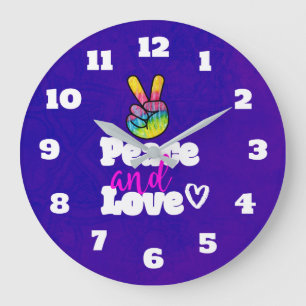 Rainbow Hand Peace Signature Peace Peace and Liebe Große Wanduhr