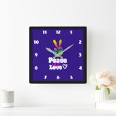 Rainbow Hand Peace Signature Peace Peace and Liebe Quadratische Wanduhr (Zuhause)