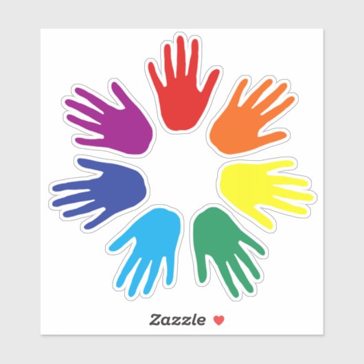 Rainbow Hände Aufkleber (Blatt)