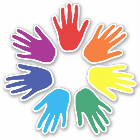 Rainbow Hände Aufkleber (Vorderseite)