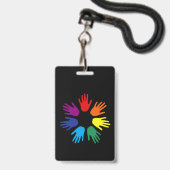 Rainbow Hände Ausweis (Rückseite mit Lanyard)