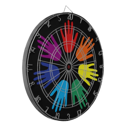Rainbow Hände Dartscheibe (Vorderseite Links)