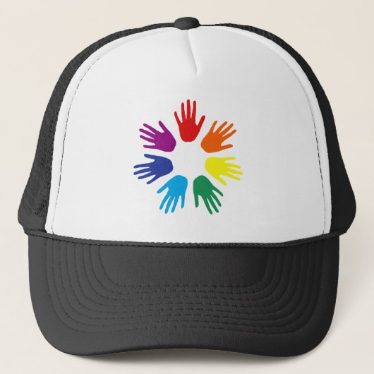 Rainbow Hände Truckerkappe (Vorderseite)