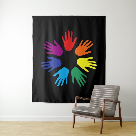 Rainbow Hände Wandteppich (Beispiel)