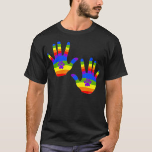 Rainbow Handprint and Paw Print Celebrate Pride  T-Shirt