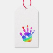 Rainbow Handprint Farbenfrohe Kinder Moderner Unis Geschenkanhänger (Rückseite)