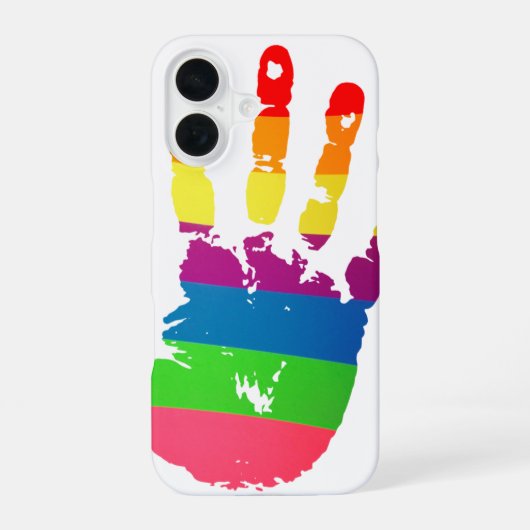 Rainbow Handprint iPhone 16 Hülle (Rückseite)