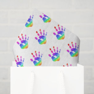 Rainbow Handprint Muster Kids Colorful Fun Seidenpapier