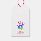 Rainbow Handprint NAME Farbiger Spaß Geschenkanhänger (Vorderseite)