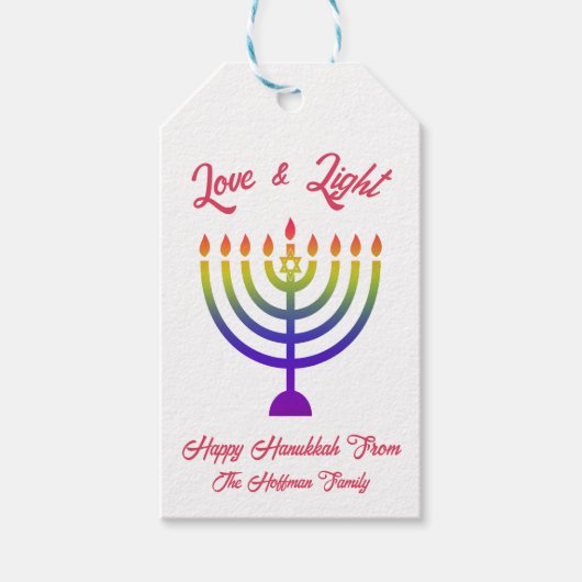 Rainbow Hanukkah Gift Tags Geschenkanhänger (Vorderseite)