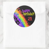 Rainbow-Happy 21. Geburtstagsaufkleber Runder Aufkleber (Tasche)