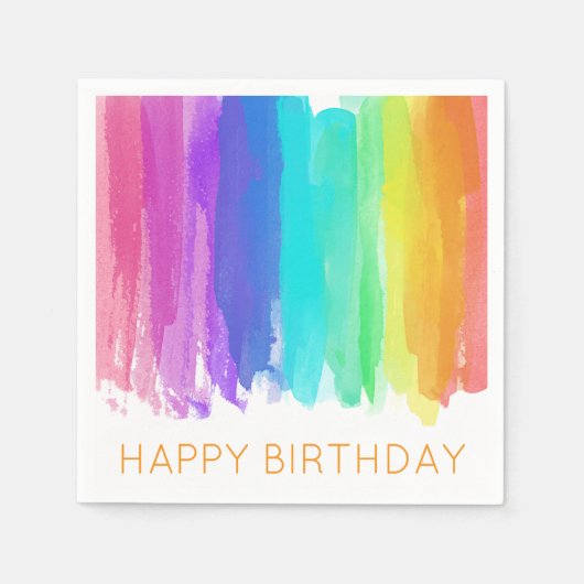 Rainbow HAPPY BIRTHDAY Artisan Wasserfarben Serviette (Vorderseite)