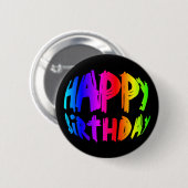 Rainbow Happy Birthday Button (Vorne & Hinten)