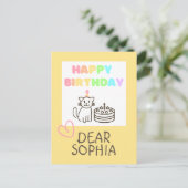 Rainbow Happy Birthday Cat Postcard Postkarte (Stehend Vorderseite)