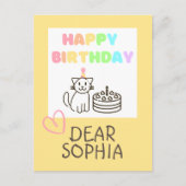Rainbow Happy Birthday Cat Postcard Postkarte (Vorderseite)