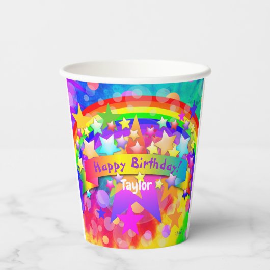 Rainbow Happy Birthday Cup HAMbyWG Pappbecher (Rückseite)