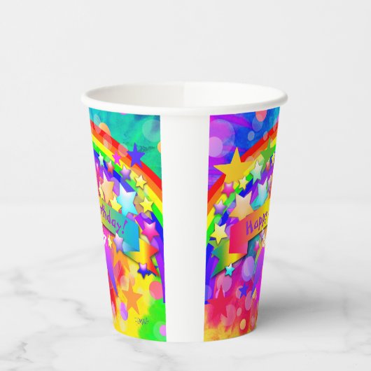 Rainbow Happy Birthday Cup HAMbyWG Pappbecher (Links)