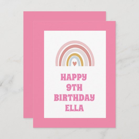 Rainbow Happy Birthday Einladung - Custom Text (Vorne/Hinten)