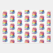 Rainbow Happy Birthday Geschenkpapier Set (Vorderseite)