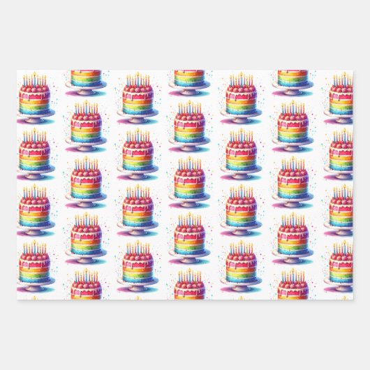 Rainbow Happy Birthday Geschenkpapier Set (Vorderseite)