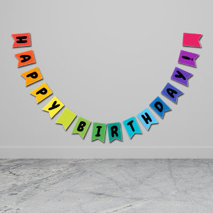 Rainbow Happy Birthday lustige Farben Zeichen Wimpelkette