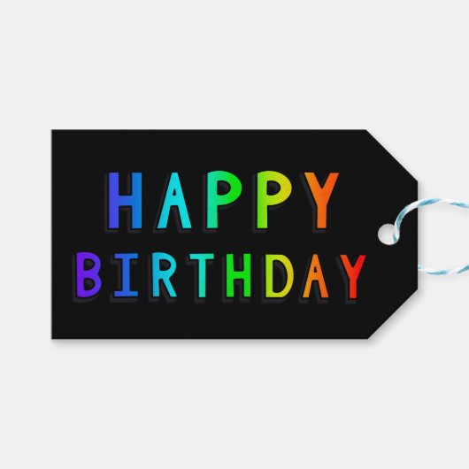 Rainbow Happy Birthday Multicolored Balloons Geschenkanhänger (Vorderseite (Horizontal))